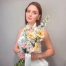 Букет невесты "Аделина" из дельфиниума, гермини, маттиолы и эустомы