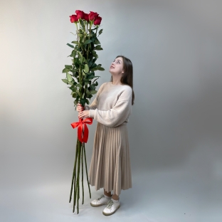 7 красных роз 170 см