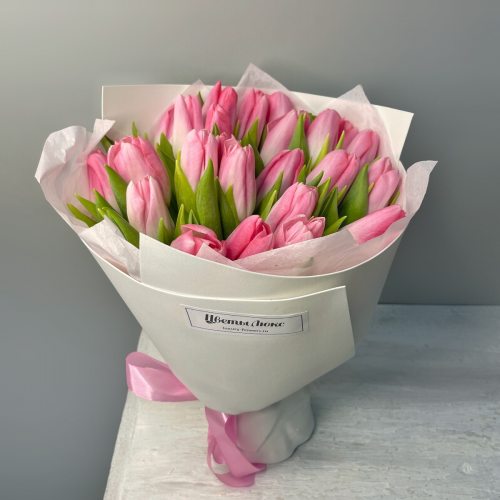 Розовый зефир - 25 тюльпанов 