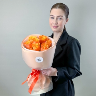 Моно из 7 оранжевых роз