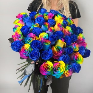 Островок любви - 51 радужно-синяя роза
