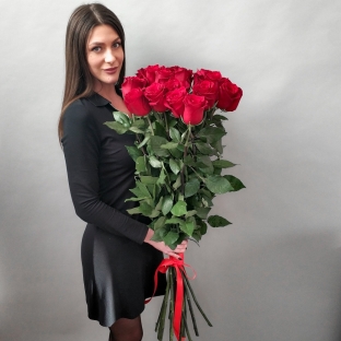 15 красных роз 100 см