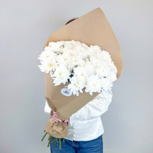 Охапка хризантем сорта Алтай - 9 штук