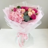 Миледи Розовый букет из роз и гортензии