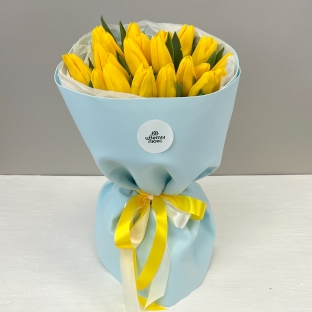 Солнечный букет - 21 желтый тюльпан