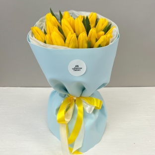 Солнечный букет - 21 желтый тюльпан