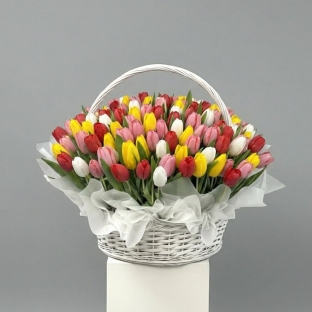 Идеал - 201 тюльпан в корзине